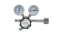 Регулятор баллонный одноступенчатый AMFLO R16BQDR  никелированная латунь 6-ти портовый с 2-мя манометрами, давление на входе до 206 бар. с предохранительным клапаном CV-0.08