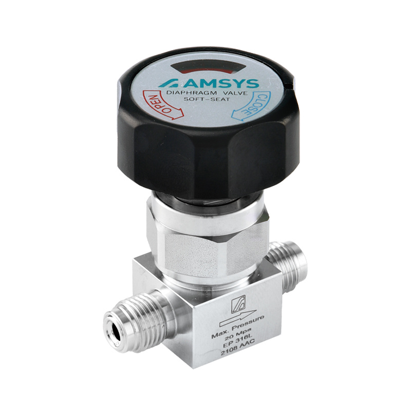 Клапан мембранный AMFLO, DV26 MV4, нержавеющий SS316L, 206 bar, 2-х портовый, соединения VCR 1/4" (M)